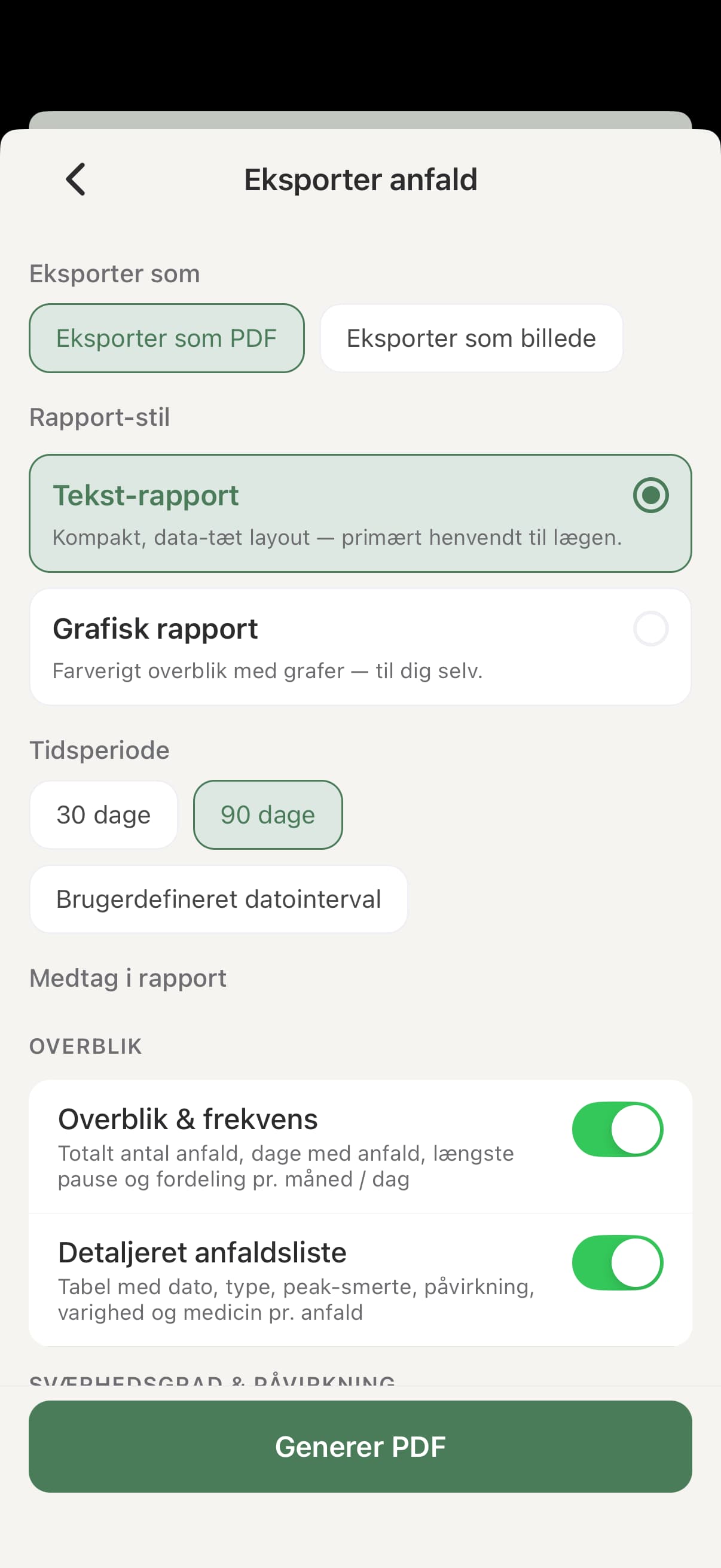 Headmate+ PDF-eksport til lægen